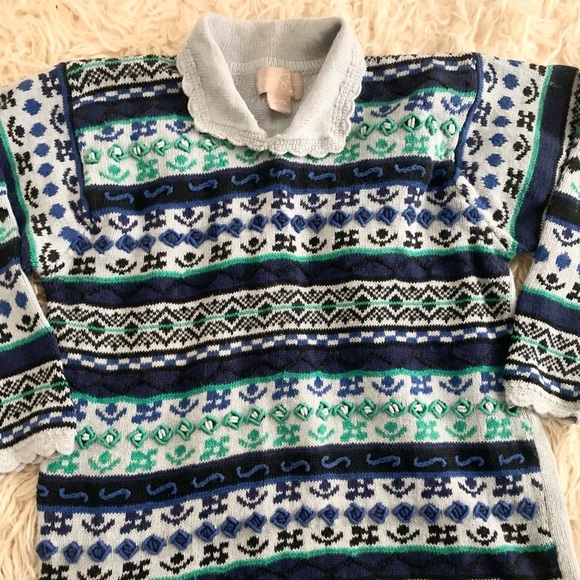 Jimmy Garcia | Vintage Knit Sweater Large Gray Blue Green Oversized - Picture 5 of 16